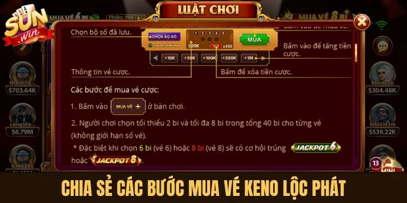 Chia sẻ các bước mua vé Keno Lộc Phát