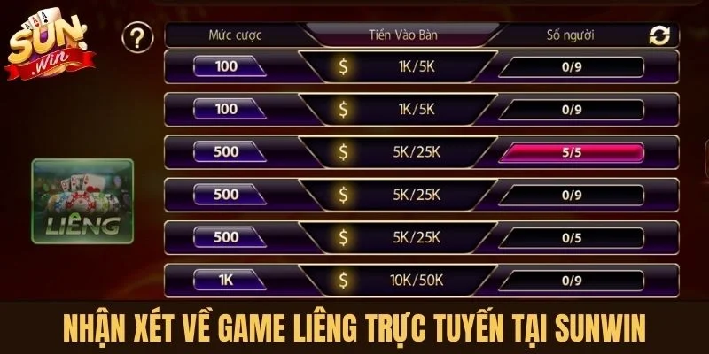 Nhận xét về game Liêng trực tuyến tại Sunwin