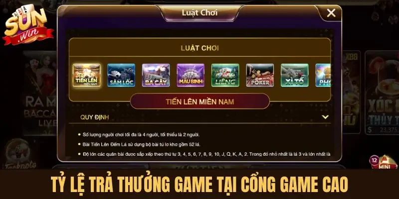 Tỷ lệ trả thưởng game tại cổng game cao